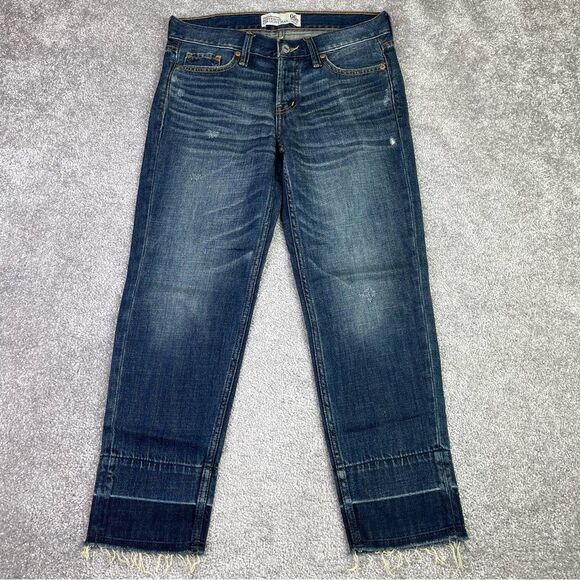 Abercrombie & Fitch Jeans Women's 24 Blue Boyfriend Straight Relaxed Dark Denim - Picture 1 of 12